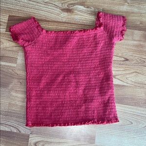 Red Hollister Off the Shoulder Crop Top
